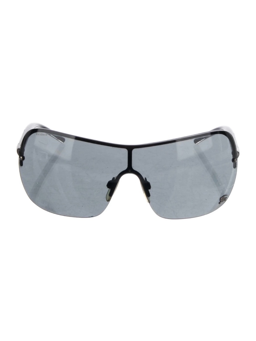 Y2K Vintage Burberry Shield Sunglasses Made In Italy Black Gradient Lenses New